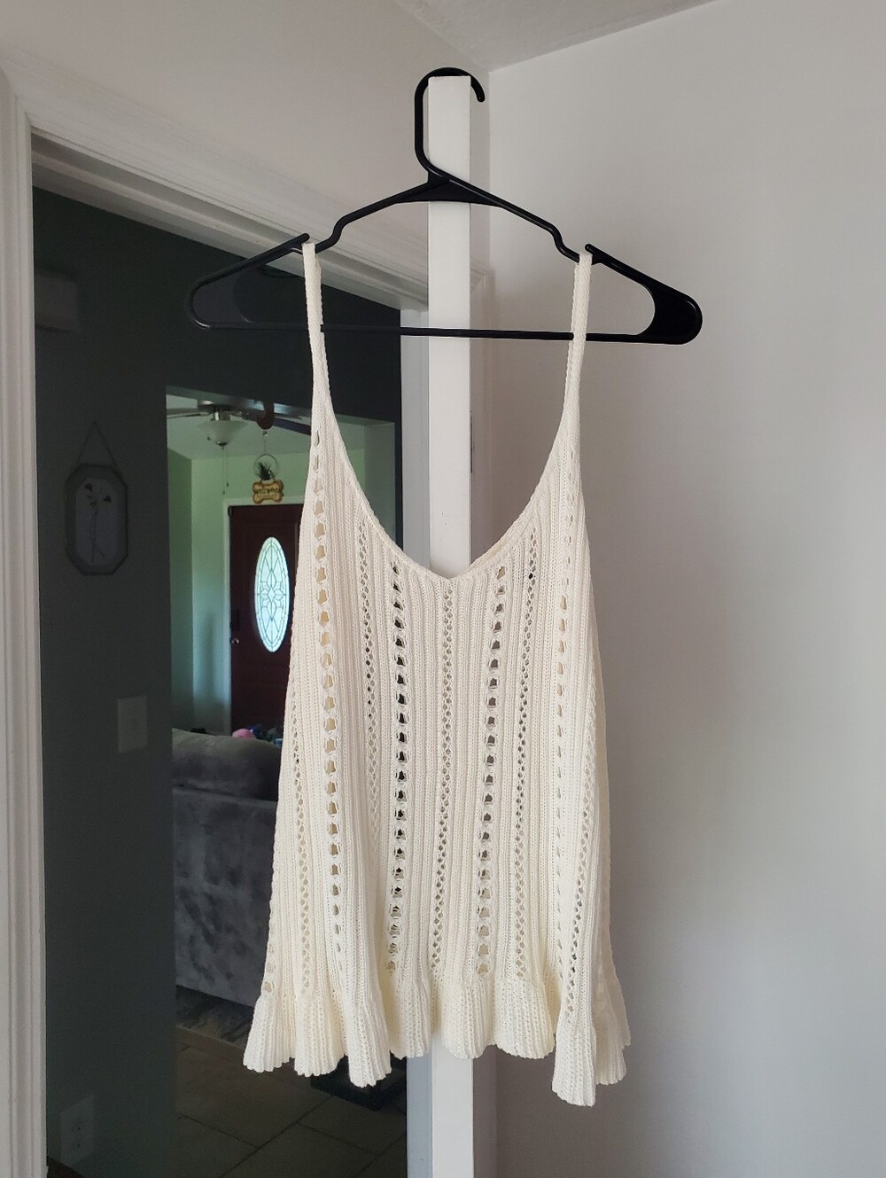 Universal Thread White/Cream Crochet Sweater Tank Top